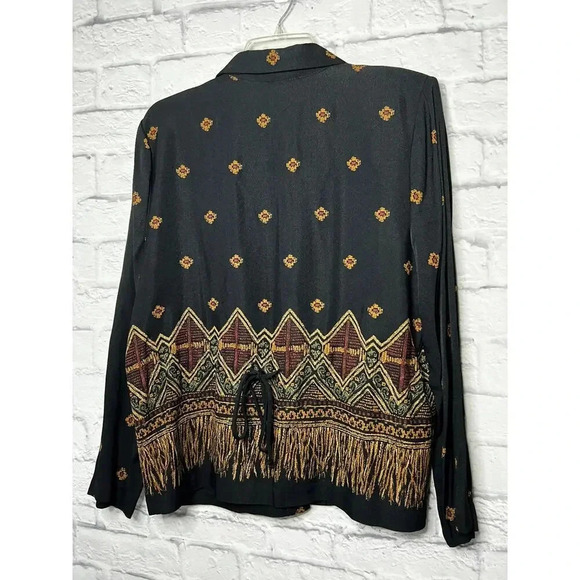 Vintage 90s TR Bentley button up printed blouse shirt long sleeve size 14. - Picture 4 of 7